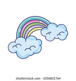 arco iris brillante con nubes en el cielo