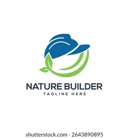 natur builder kreative logo design konstruktion kappe blatt grün konstruktion