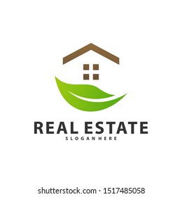 Nature Building Idea logo template, Modern City with Leaf logo designs concept, Real Estate logo Vector Illustration