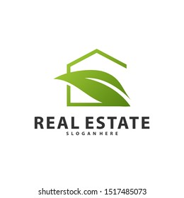 Nature Building Idea logo template, Modern City with Leaf logo designs concept, Real Estate logo Vector Illustration