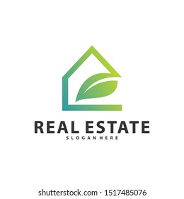 Nature Building Idea logo template, Modern City with Leaf logo designs concept, Real Estate logo Vector Illustration