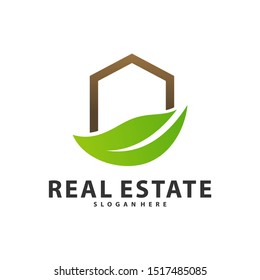 Nature Building Idea logo template, Modern City with Leaf logo designs concept, Real Estate logo Vector Illustration