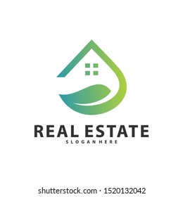 Nature Building Idea logo template, Modern City with Leaf logo designs concept, Real Estate logo Vector Illustration