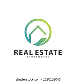 Nature Building Idea logo template, Modern City with Leaf logo designs concept, Real Estate logo Vector Illustration