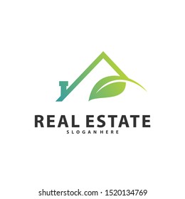 Nature Building Idea logo template, Modern City with Leaf logo designs concept, Real Estate logo Vector Illustration