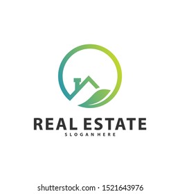 Nature Building Idea logo template, Modern City with Leaf logo designs concept, Real Estate logo Vector Illustration
