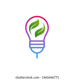 Nature Bulb logo design vector template. Bulb with Leaf logo design concept. Icon Symbol