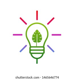 Nature Bulb logo design vector template. Bulb with Leaf logo design concept. Icon Symbol