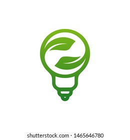 Nature Bulb logo design vector template. Bulb with Leaf logo design concept. Icon Symbol
