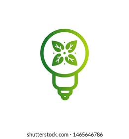 Nature Bulb logo design vector template. Bulb with Leaf logo design concept. Icon Symbol