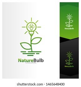 Nature Bulb logo design vector template. Bulb with Leaf logo design concept. Icon Symbol
