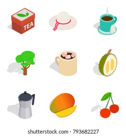 Nature business icons set. Isometric set of 9 nature business vector icons for web isolated on white background