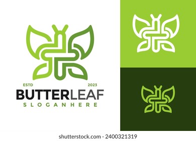 Nature Butterfly Leaf Logo design vector symbol icon illustration