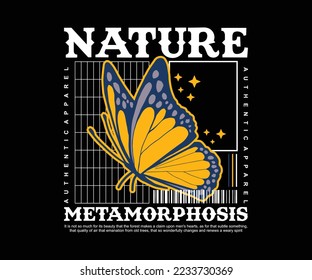 nature butterfly vintage graphic design for creative clothing, for streetwear and urban style t-shirts design, hoodies, etc.