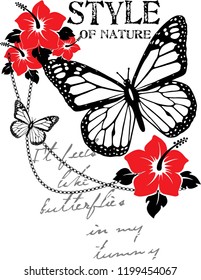 nature butterfly,for t-shirt,slogan