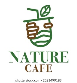 nature cafe flat minimalist logo design