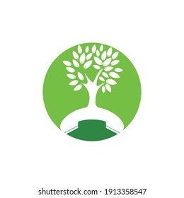 Diseño del logotipo vectorial de la llamada natural. Plantilla de diseño de iconos de árbol de auriculares.	
