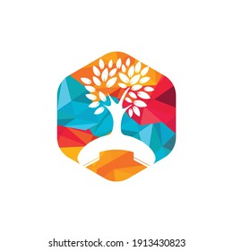 Nature call vector logo design. Handset tree icon design template.	
