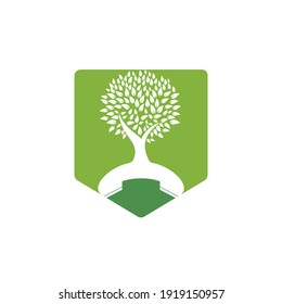 Nature call vector logo design. Handset tree icon design template.