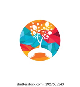 Diseño del logotipo vectorial de la llamada natural. Plantilla de diseño de iconos de árbol de auriculares.