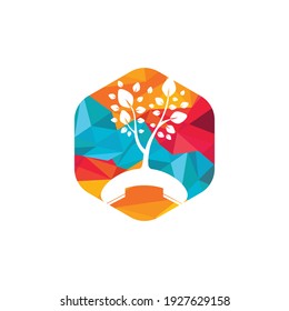 Nature call vector logo design. Handset tree icon design template.
