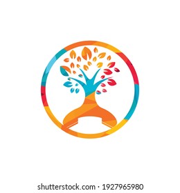 Die Natur nennt sich Vektorlogo-Design. Behandeln Sie eine Baumsymbol-Designvorlage.	