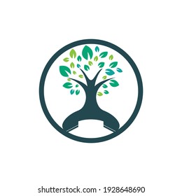 Diseño del logotipo vectorial de la llamada natural. Plantilla de diseño de iconos de árbol de auriculares.	