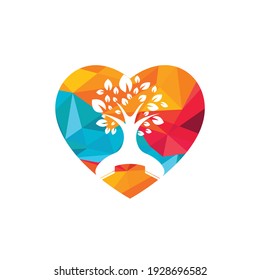 Nature call vector logo design. Handset tree with heart icon design template.	