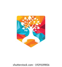 Nature call vector logo design. Handset tree icon design template.	