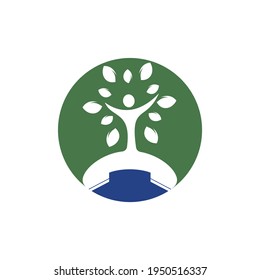 Nature call vector logo design. Handset and human tree icon design template.
