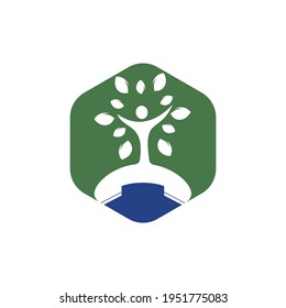 Die Natur nennt sich Vektorlogo-Design. Handset und Design-Vorlage für menschliche Baumsymbole.
