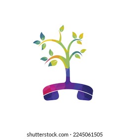 Nature call vector logo design. Handset tree icon design template.	