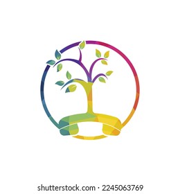 Die Natur nennt sich Vektorlogo-Design. Behandeln Sie eine Baumsymbol-Designvorlage.	