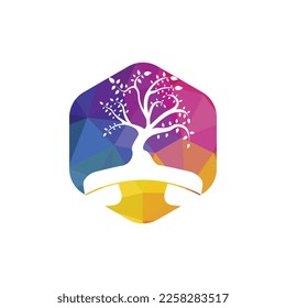 Nature call vector logo design. Handset tree icon design template.