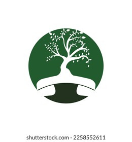Nature call vector logo design. Handset tree icon design template.