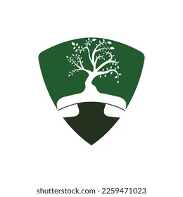 Diseño del logotipo vectorial de la llamada natural. Plantilla de diseño de iconos de árbol de auriculares.