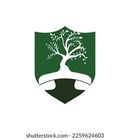Nature call vector logo design. Handset tree icon design template.