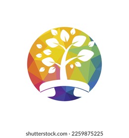 Nature call vector logo design. Handset tree icon design template.