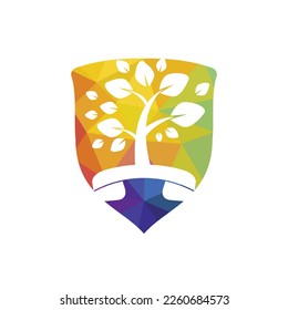 Nature call vector logo design. Handset tree icon design template.