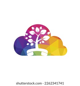 Diseño del logotipo vectorial de la llamada natural. Plantilla de diseño de iconos de árbol de auriculares.