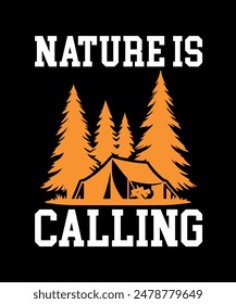 Naturaleza está llamando a Camping T-Shirt Design