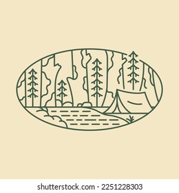 Nature is Calling, Let's Go Camping Monoline Design for Apparel