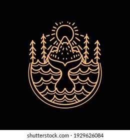 nature calling line art vector design