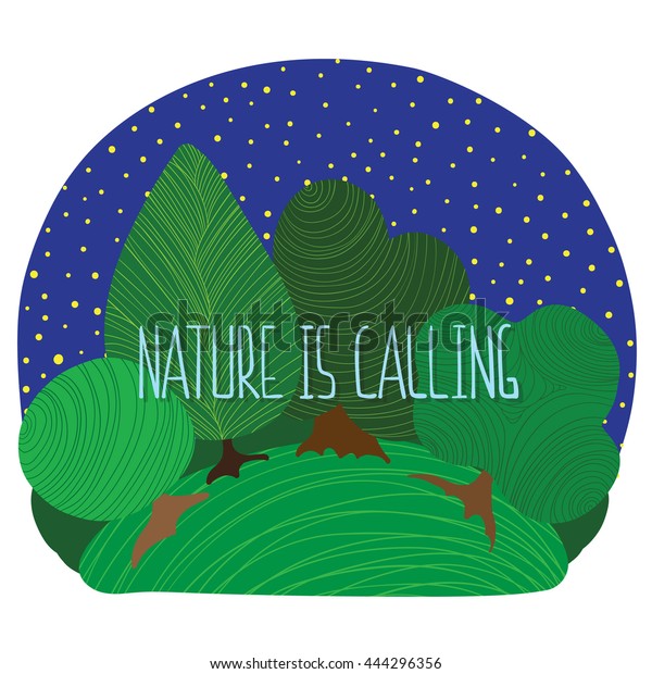 Nature Calling Vector Night Forest Stock Vector (Royalty Free) 444296356