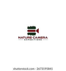 Nature Camera logo in brown and green on a white background