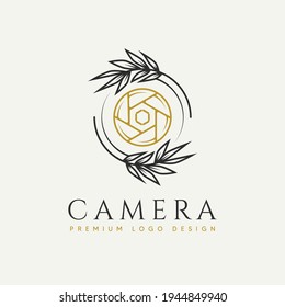 naturkamera minimalistisch Linie art badge Logo Symbol Vorlage Vektorgrafik Design. einfaches, modernes Konzept für Hochzeit, Fotografie, Fotografie, Emblem für Fotografen