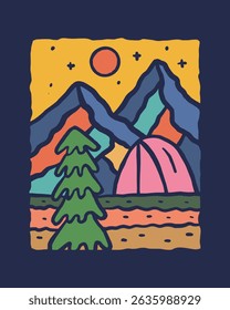 Nature camp, nature mountain for t shirt sticker and print