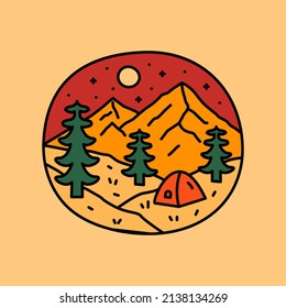 Nature camp trees wildlife design for sticker, t-shirt, badge, etc