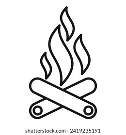 Nature campfire icon outline vector. Outdoor adventure. Compass escapade