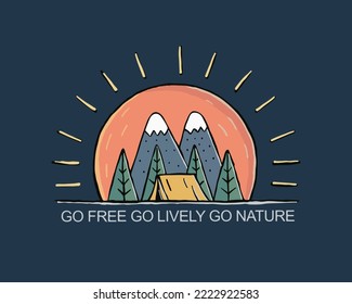 Nature camping with go free go lively go nature letter design for nature outdoor design